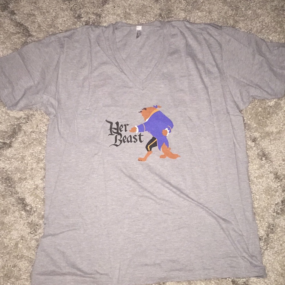 Men’s Disney Beauty and the Beast grey v-neck tee